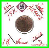 GERMANY, WEIMAR REPUBLIC 1923-1929 RENTENPFENNIG AÑO 1924-D Bronze - 1 Renten- & 1 Reichspfennig