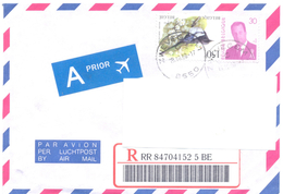 2000. Belgium, The Letter Sent By Registered Post To Moldova - Covers & Documents