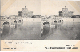 1337 STEREO - ITALIE - ROME - Perspective Du Pont Saint-Ange - Ponts