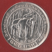 THAILAND 150 BAHT 2520 (1977) FAO Rama IX ARGENT Silver .925  ELEPHANTS Y#113 - Thailand