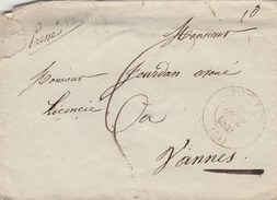 Lettre Cachet  PONTIVY Morbihan 16/10/1844  Taxe Manuscrite 6 Pour Vannes - 1801-1848: Précurseurs XIX