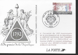 FRANCE  Carte Entier Souvenir  An 1 De La Republique - Revolución Francesa