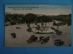 CP ETAT-UNIS- NEW YORK CITY - ENTRANCE TO CENTRAL PARK AT 5TH AVENUE AND 59TH STREET - Parks & Gardens