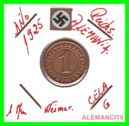 GERMANY  -   MONEDA  DE  1- REICHSPFENNIG  AÑO 1925 G   Bronze - 1 Renten- & 1 Reichspfennig