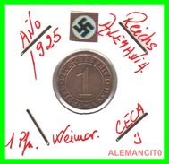 GERMANY  -   MONEDA  DE  1- REICHSPFENNIG  AÑO 1925 J   Bronze - 1 Renten- & 1 Reichspfennig