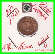 GERMANY  -   MONEDA  DE  1- REICHSPFENNIG  AÑO 1927 G   Bronze - 1 Renten- & 1 Reichspfennig