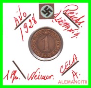 GERMANY  -   MONEDA  DE  1- REICHSPFENNIG  AÑO 1928 A   Bronze - 1 Rentenpfennig & 1 Reichspfennig