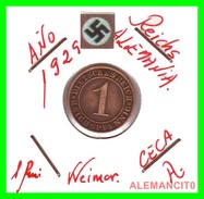 GERMANY  -   MONEDA  DE  1- REICHSPFENNIG  AÑO 1929 A   Bronze - 1 Rentenpfennig & 1 Reichspfennig