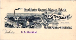 1Carte De Visite Trade CARD  Frankfurter Gummi-Waaren Fabrik Carl Stoeckicht FRANKFURT AM Niederbad Litho Kornsand Frank - 1900 – 1949