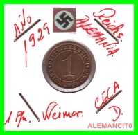 GERMANY  -   MONEDA  DE  1- REICHSPFENNIG  AÑO 1929 D   Bronze - 1 Renten- & 1 Reichspfennig