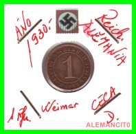 GERMANY  -   MONEDA  DE  1- REICHSPFENNIG  AÑO 1930 D   Bronze - 1 Renten- & 1 Reichspfennig