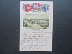 AK 1899 Reliefkarte Hannover Herrenhausen. Schloss / Wappen. Verlag: C. Schrader's Nachf. Tolle Karte - Hannover