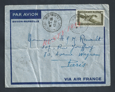 LETTRE DE COCHINCHINE OB SAIGON CENTRAL 1938 POUR PARIS AVENUE WAGRAM : - Briefe U. Dokumente
