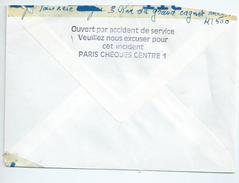 Courrier Accidenté Dans Les Services Postaux.Paris Chèque Postaux - Unfallpost
