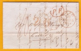 1853 - Lettre Avec Correspondance De Hull, GB Vers Cadiz, Espagne Via France - PP Port Payé - Andere & Zonder Classificatie