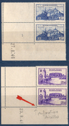 2 Paires Coin Daté 27.8.46 Du 2 F Bleu Et 23.9.46 Du 2,50 Violet Neufs Sans Charnière, Variété Pour Le 2f50 - Unused Stamps