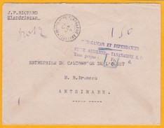 1945 - Envel. De Tananarive Antanimena Vers Antsirabe - TAXE PERCUE Faute De Timbres - Pénurie Liée à La Guerre - Briefe U. Dokumente