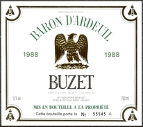 562 - France - 1988 - Buzet - Baron D'Ardeuil - Les Vignerons De Buzet 47180 Buzet Sur Baïse - 750 Ml - Rouges