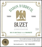 563 - France - 1986 - Buzet - Baron D'Ardeuil - Les Vignerons De Buzet 47180 Buzet Sur Baïse - 1.5 L - Rotwein