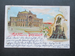 Delcampe - AK 1900 Gruss Aus Dresden Mehrbildkarte Königliches Hoftheater, König Johann Denkmal. J, Bargou Söhne Dresden - Dresden
