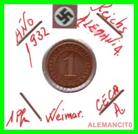 GERMANY  -   MONEDA  DE  1- REICHSPFENNIG  AÑO 1932 A   Bronze - 1 Rentenpfennig & 1 Reichspfennig