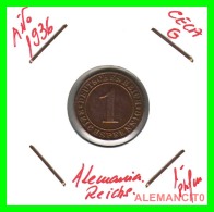 GERMANY  -   MONEDA  DE  1- REICHSPFENNIG  AÑO 1936 G   Bronze - 1 Renten- & 1 Reichspfennig