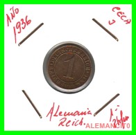 GERMANY  -   MONEDA  DE  1- REICHSPFENNIG  AÑO 1936 J   Bronze - 1 Renten- & 1 Reichspfennig