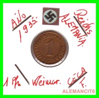 GERMANY  -   MONEDA  DE  1- REICHSPFENNIG  AÑO 1935 F   Bronze - 1 Renten- & 1 Reichspfennig