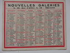 Calendrier 1933 Nouvelles Galeries  Moulins (Allier) - Petit Format : 1921-40