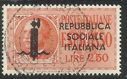 ITALIA REGNO ITALY KINGDOM 1944 RSI ESPRESSI FASCIO EFFIGIE VITTORIO EMANUELE ESPRESSO SPECIAL DELIVERY LIRE 2,50 USATO - Express Mail