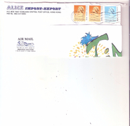 ENVELOPPE AVEC   TROIS TIMBRES DE HONG KONG- OBLITERES - Lettres & Documents