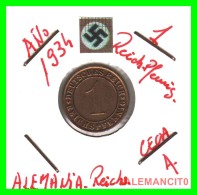 GERMANY  -   MONEDA  DE  1- REICHSPFENNIG  AÑO 1934.A   Bronze - 1 Renten- & 1 Reichspfennig