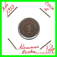 GERMANY  -   MONEDA  DE  1- REICHSPFENNIG  AÑO 1933 E   Bronze - 1 Renten- & 1 Reichspfennig