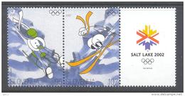 Slovenia Slovenie Slowenien 2002 Mi 382-3 Olympic Games Salt Lake City Olympische Spiele; Pair MNH; Sledder Skier Logo - Invierno 2002: Salt Lake City