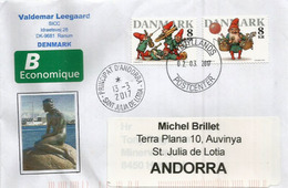 La Petite Sirène (Copenhague), Sur Lettre Danemark, Adressée  ANDORRA,avec Timbre à Date Arrivée - Brieven En Documenten