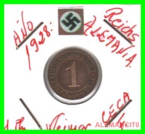 GERMANY  -   MONEDA  DE  1- REICHSPFENNIG  AÑO 1928 F   Bronze - 1 Rentenpfennig & 1 Reichspfennig