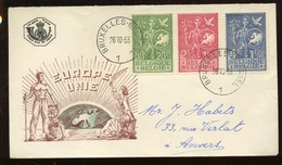 927/929 FDC  Circulé  1953 Jeunesse Européenne   Cote 2019=  115 € - 1951-1960