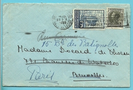 401 Op Brief Stempel ANTWERPEN Naar BRUXELLES, Hergefrankeerd 389 Stempel BRUXELLES Naar PARIS !! - 1934-1935 Leopold III