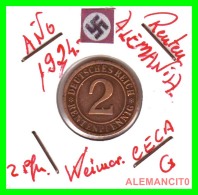 GERMANY - MONEDA DE 2- RENTENPFENNIG AÑO 1924 G  Bronze - 2 Renten- & 2 Reichspfennig