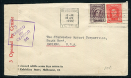 Australie - Enveloppe De Melbourne Pour Les U.S.A. En 1944 Avec Contrôle Postal   Ref M 9 - Lettres & Documents