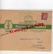 03 - MONTLUCON - ENVELOPPE MAISON B. LAVILLE- MANUFACTURE ARTICLES POUR FUMEURS- AU NARGHILEH-22 RUE CORNEILLE -1943 - 1900 – 1949