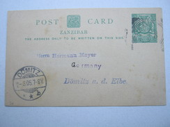 1905, ZANSIBAR,  Postcard Send To Germany - Zanzibar (...-1963)