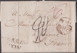 1787 Letter From "W Rawlins, Warrington" To "Mr Saule, Cognac" With 'WARRINGTON' Pmk.  0276   Price Adj 26/07/2021 - Storia Postale