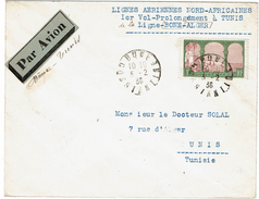 LMON1 - ALGERIE LIGNEA AERIENNES NORD-AFRICAINES 1er VOL BONE-TUNIS 3/2/1936 - Airmail