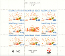 Greenland MNH 2010 Minisheet Of 8 Plus Label 9.50k Children Reading Book - EUROPA - Neufs