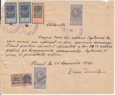 REVENUE STAMP, KING CHARLES 2ND, AVIATION STAMPS ON DOCUMENT, 1940, ROMANIA - Steuermarken