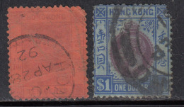 10c QV & $1 Edward, Hong Kong Used, As Scan - Unused Stamps