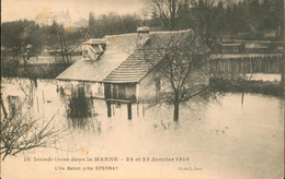 Inondations 23 24 Janvier 1910 L'ile Belon Près Epernay - Epernay
