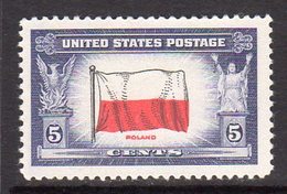 USA 1943 Oppressed Nations Flags Poland, MNH (SG 906) - Unused Stamps