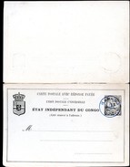 CONGO Postal Card With Reply #7  15+10 Cent. BANANA 1896 - Stamped Stationery